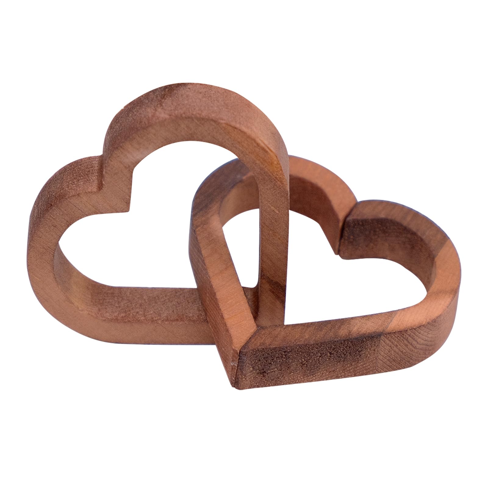 Valentine Day Romantic Heart Gifts for Her, Handmade Wood Hearts Shape for Her, Linked Hearts Wife Husband Wedding Engagement Anniversary Birthday Sweet Present (7 cm)
