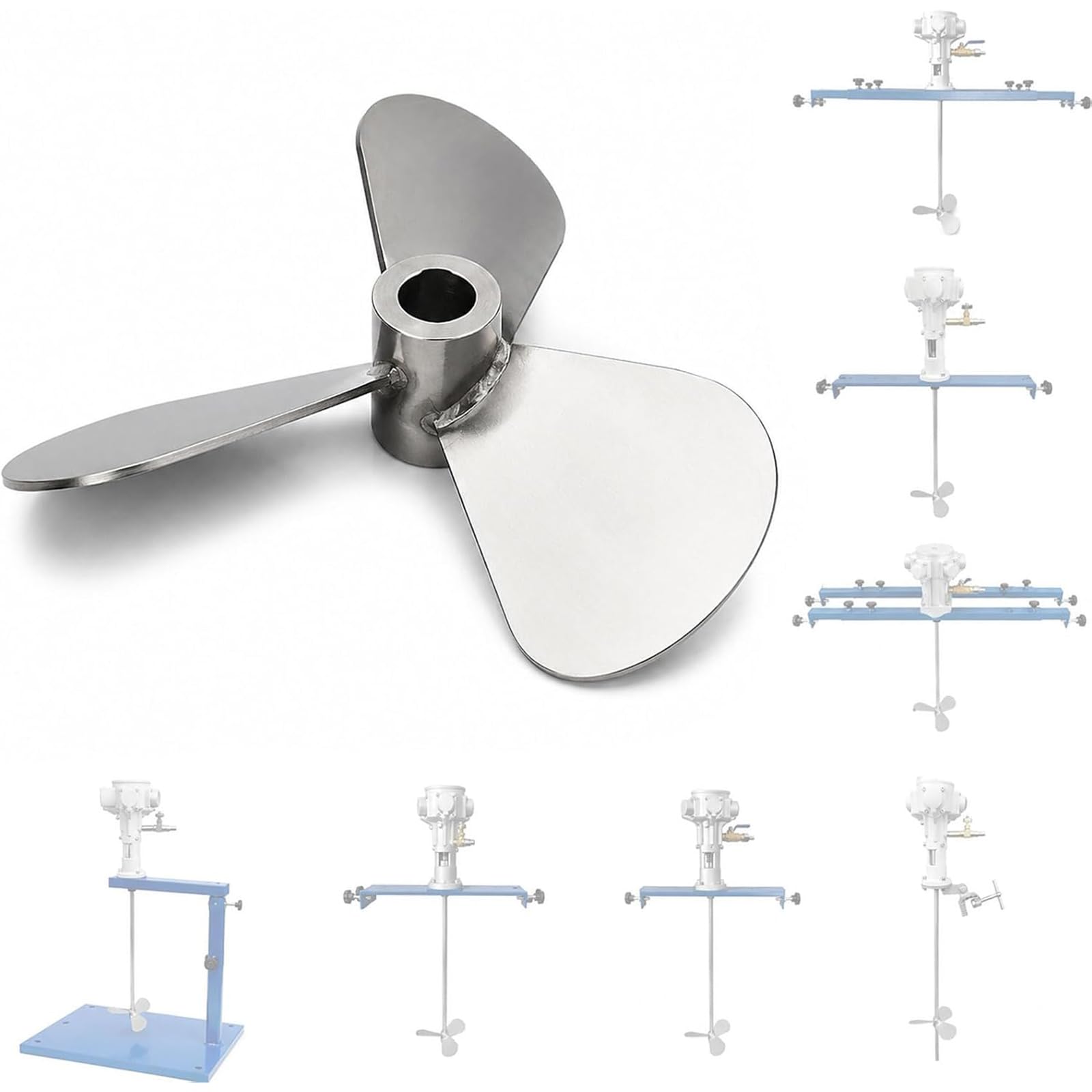 Aspa de Hélice para Mezclador, Hélice de Mezcla de Tres Palas de Acero Inoxidable 304 con Eje de 15 Mm, Paleta de Agitación de Repuesto para Mezcladores IBC, Neumáticos y de Tanque (160 Mm)