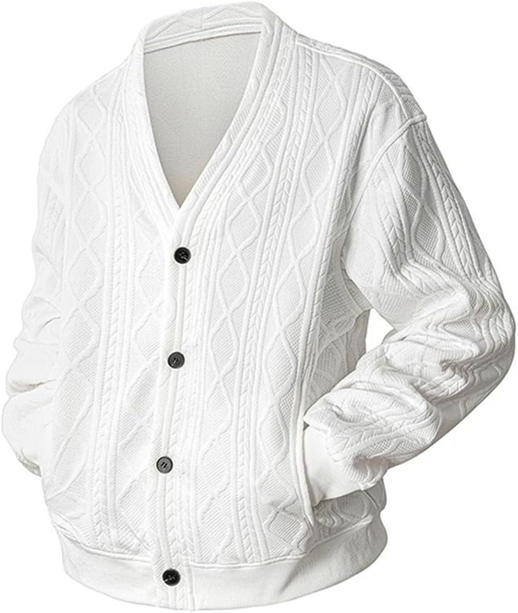 Men's Casual Knit Cardigan V Neck Long Sleeve Knitted Cardigan Sweater