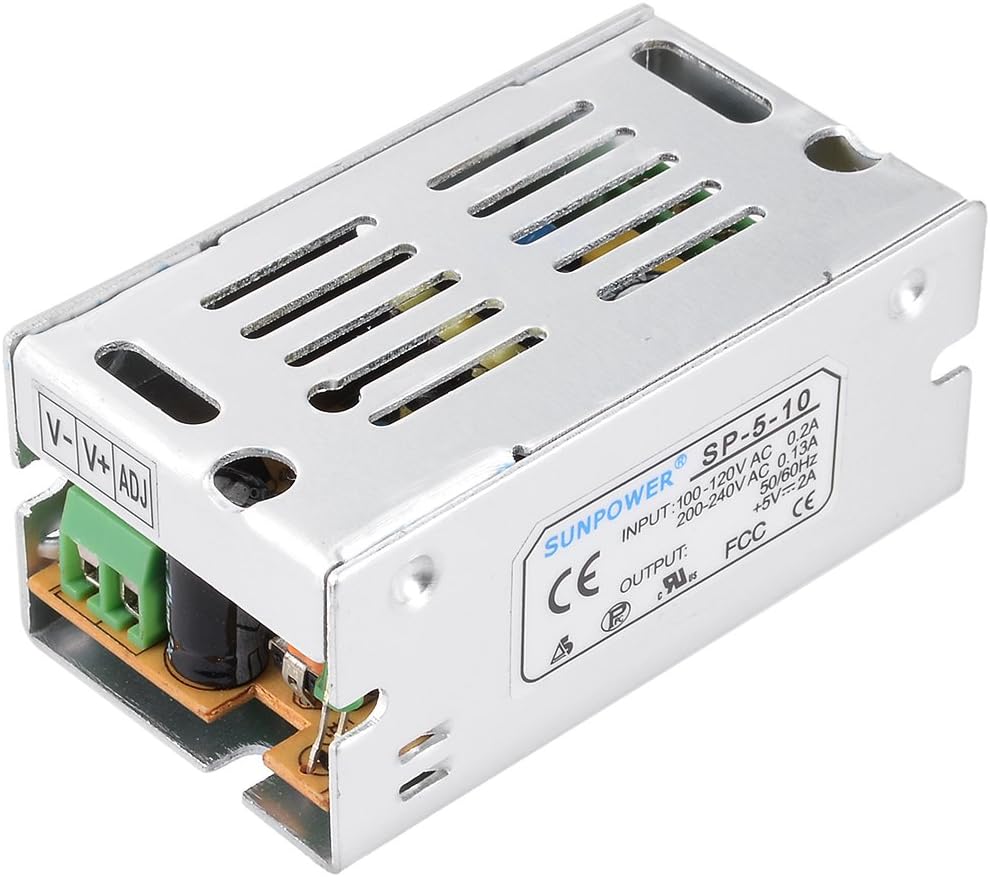 uxcell AC 100-120V/200-240V to DC 5V 2A 10W Switching Power Supply Drive for LED Strip