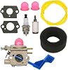 FitBest Carburetor Tune-up Kit for Poulan GHT180 GHT180LE GHT220 GHT220LE Weed Eater Hedge Trimmer, Replaces Part# Zama C1U-W13A / 530071633/530035306 - Includes Fuel Line, Air Filter, Spark Plug