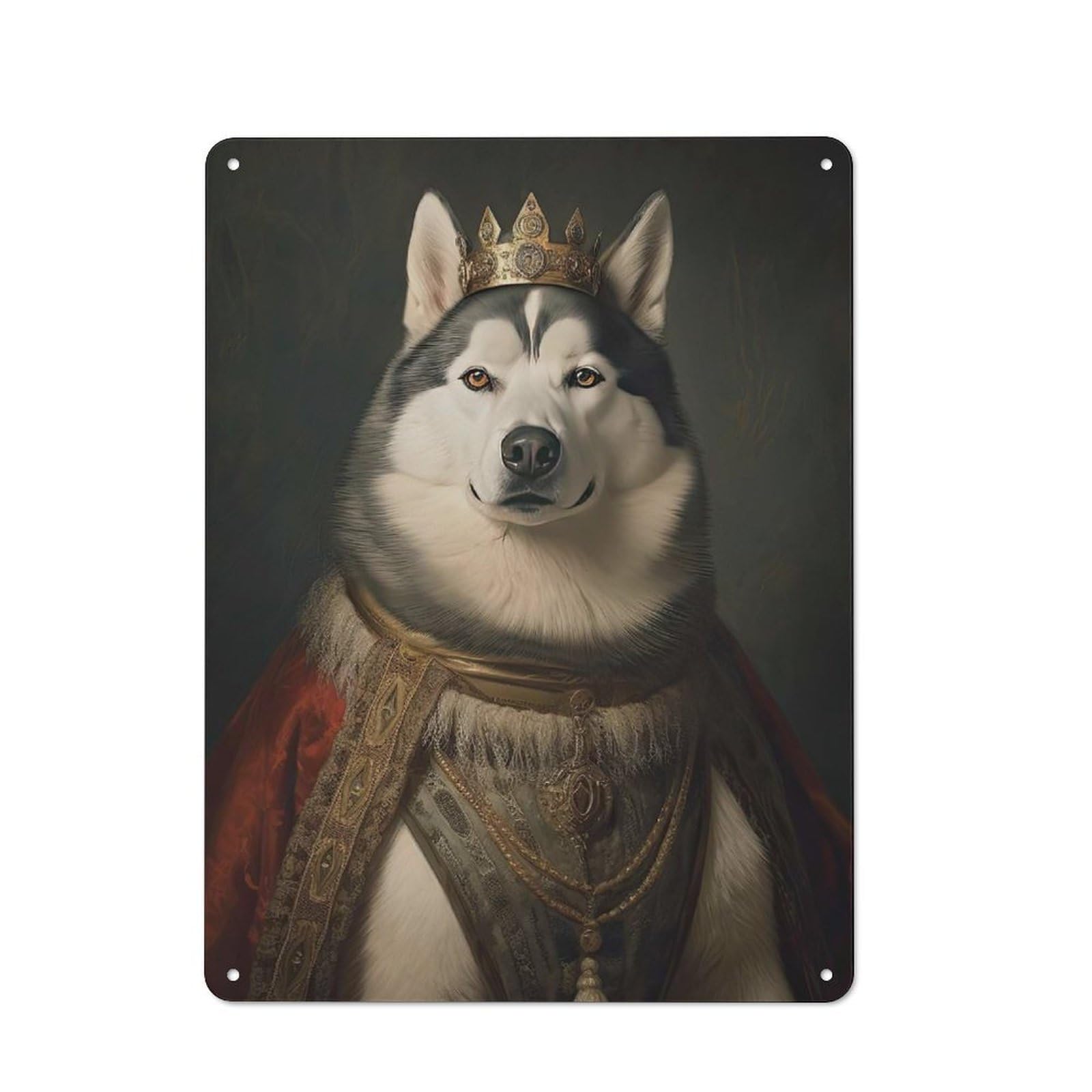 Junmoney Style-9 Metal Wall Sign 40X30cm Featuring Husky The King For Garage Or Workshop, For Vintage Wall Decor Fans, For Metal Sign Collectors