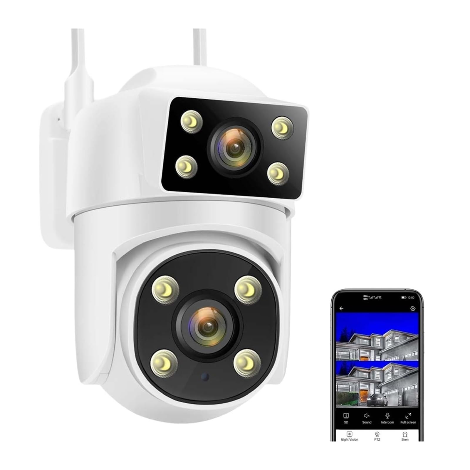 Kamera bezpieczeństwa zewnętrzna, Kamera IP 8MP 4K podwójny obiektyw AI śledzenie 5G kamera monitoringu wi-fi inteligentna ochrona kamera CCTV zewnętrzne kamery monitorujące PTZ Kamera bezpieczeństwa
