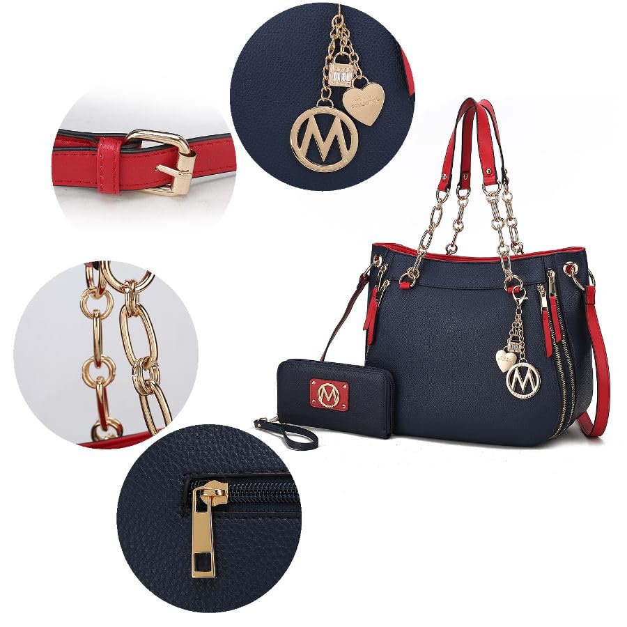Bolso Tote para mujer con monedero de cuero vegano miniatura 7