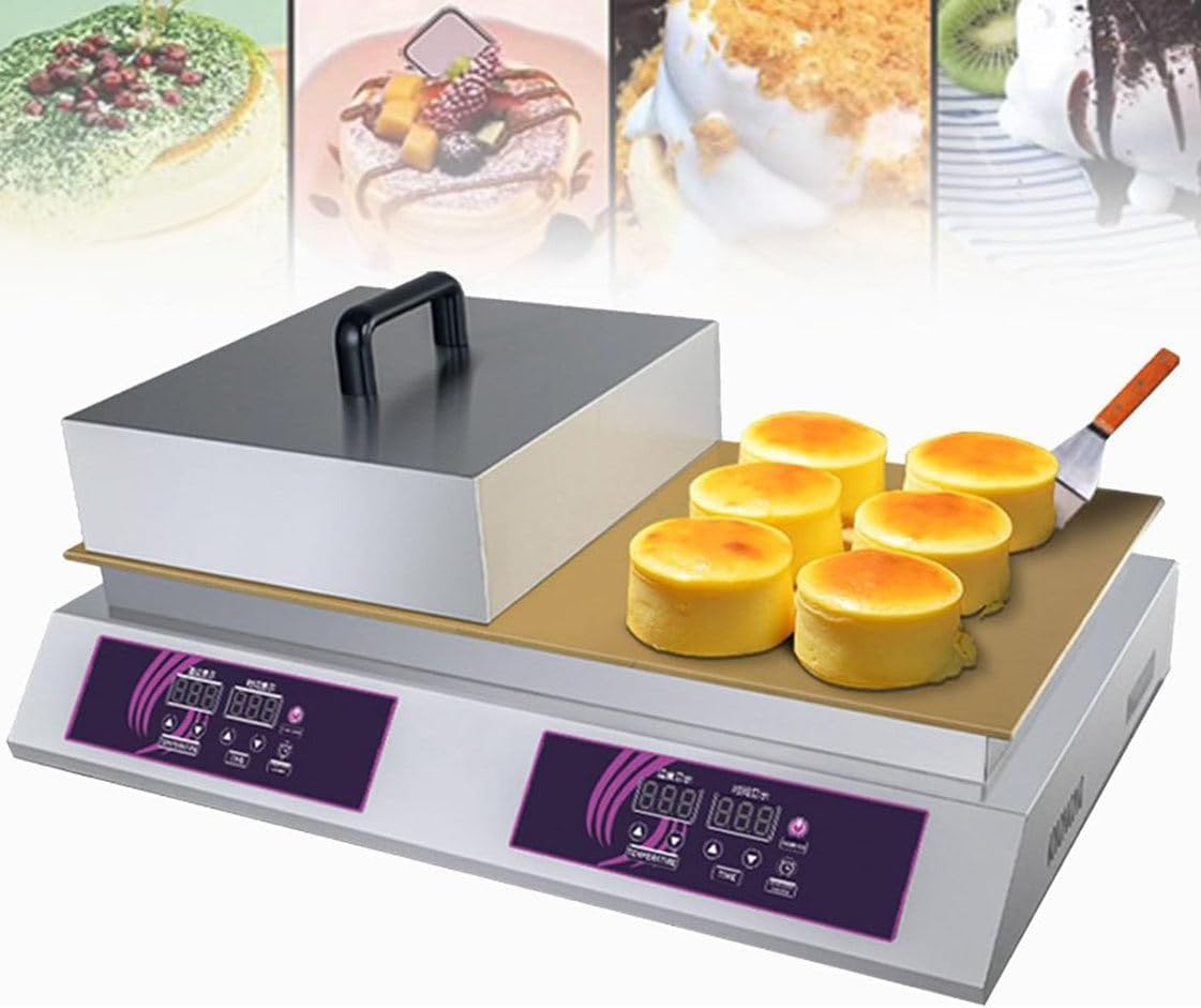 GTHTUHFD Commercial Pancake Maker, Commercial Non-Stick Souffle Maker Machine 60-240℃ Temp Control Electric Muffin Maker Stainless Steel For Home Restaurant,Doublehead
