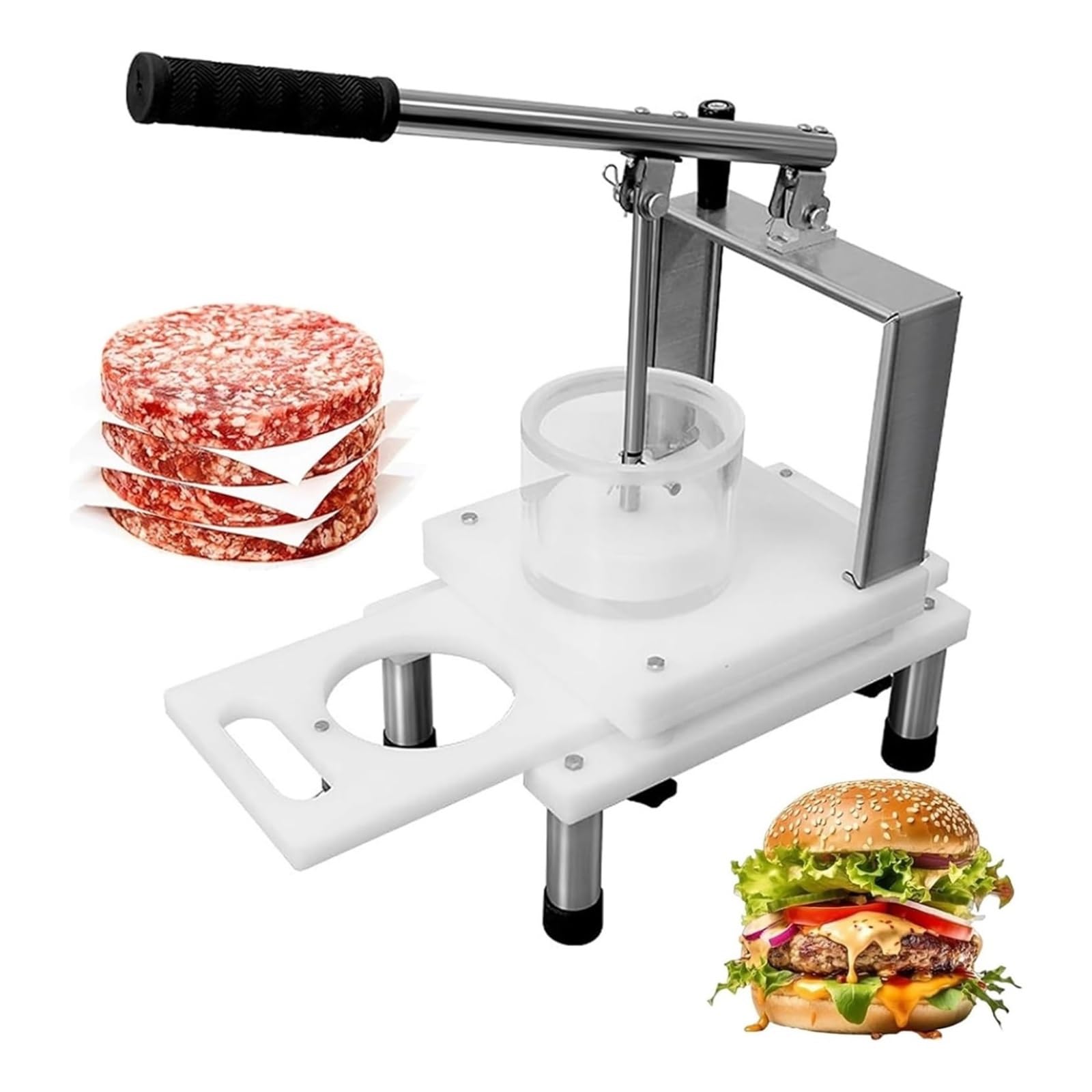 Hamburgerpresse aus Edelstahl – verstellbare kommerzielle Burgerform für einfache manuelle Burgerformung, reinigt mit Leichtigkeit, ideal für Fast-Food-Restaurants