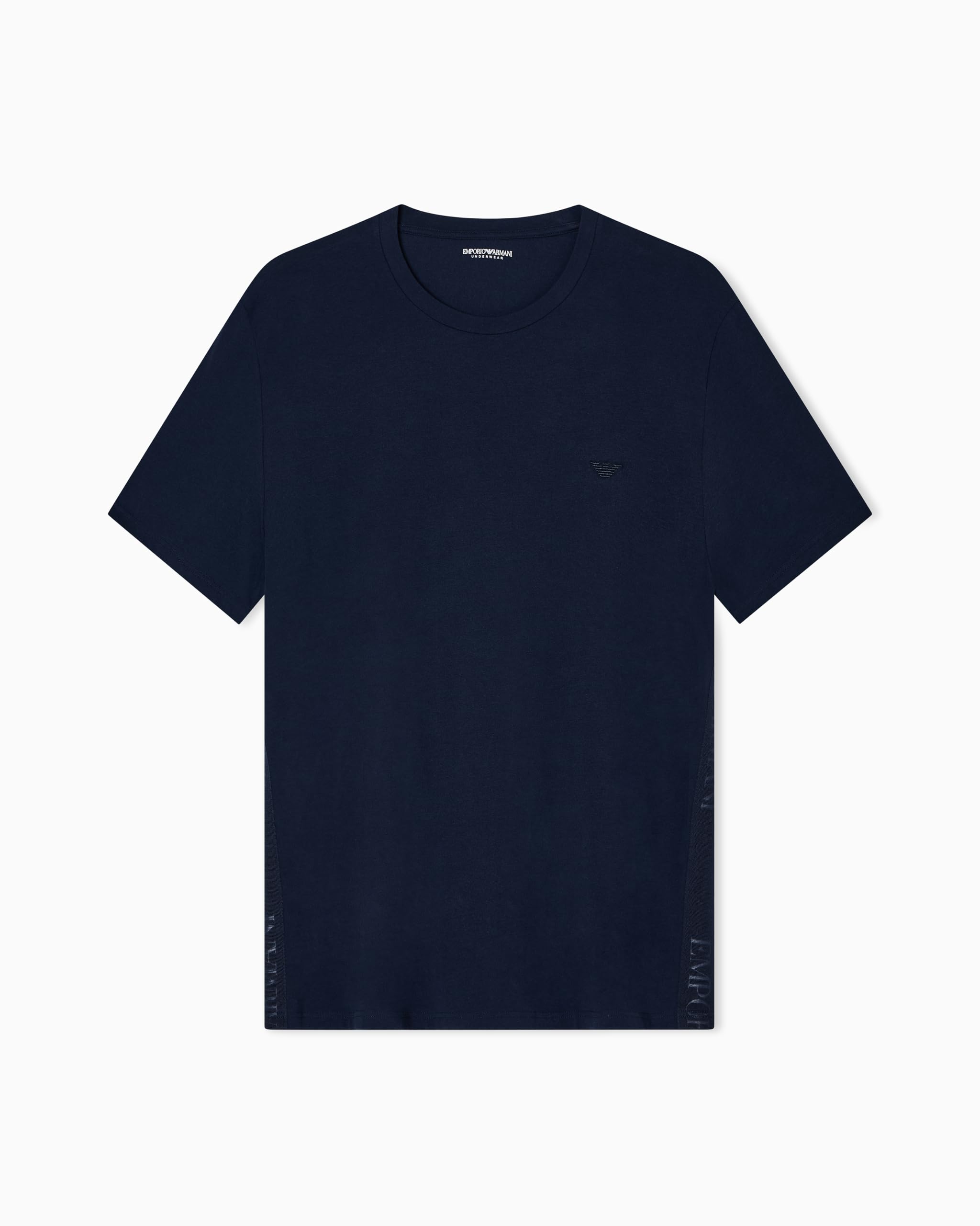 Man's Basic Elastic Crew Neck T-Shirt Blue M Regular FIT
