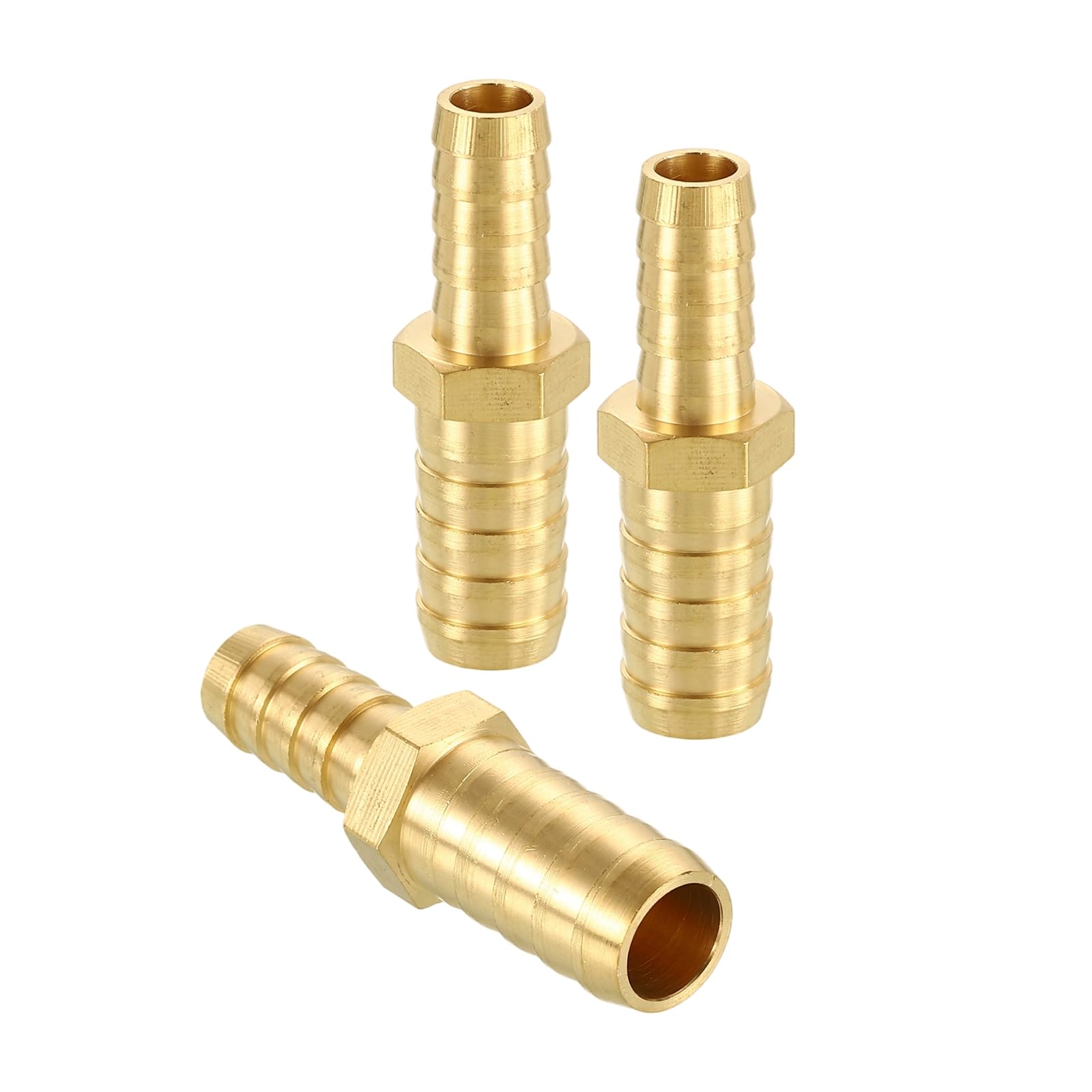 sourcing map 3pcs 10mm to 4mm Brass Hose Barb Fitting Metals Splicer Mender