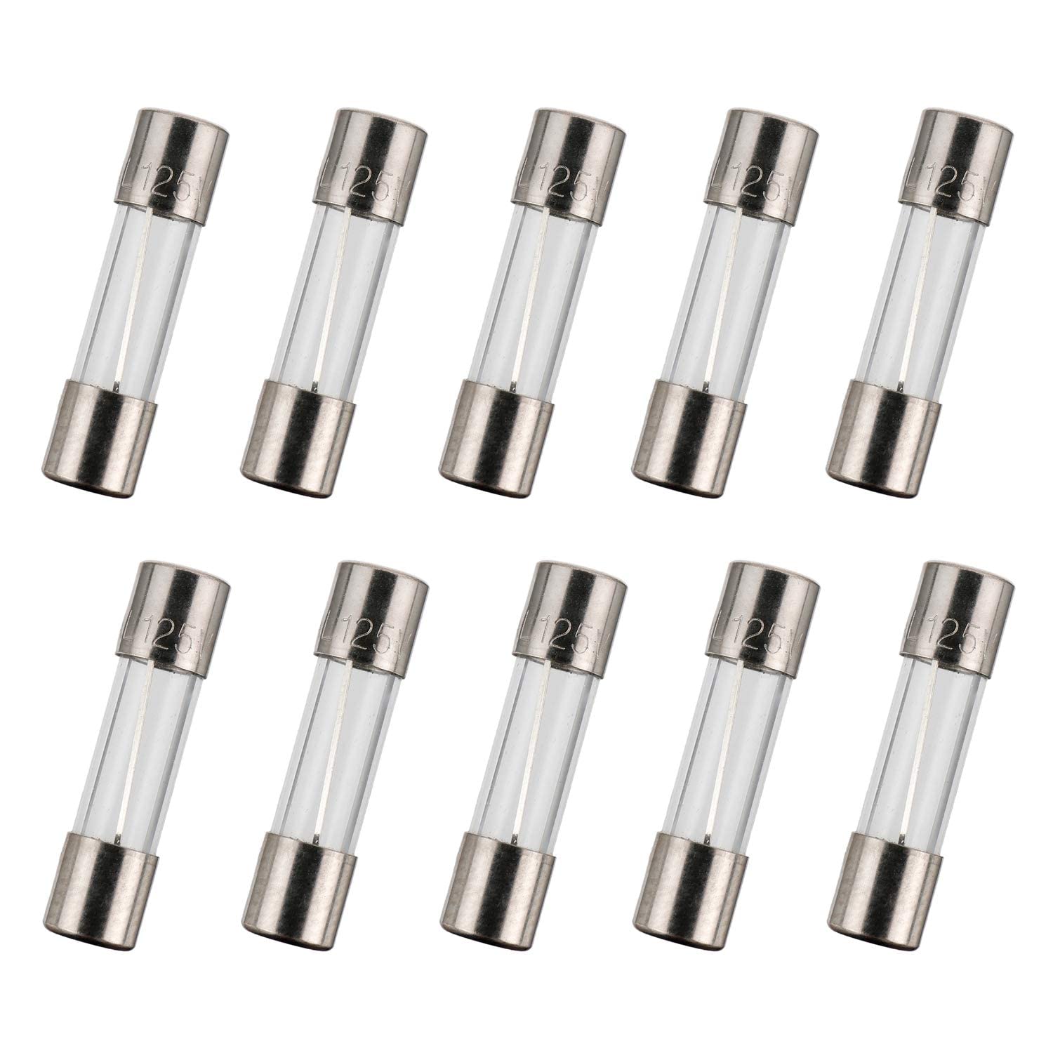 BOJACK 5x20 mm 20 A 20 amp 125 V 125 Volt 0.2x0.78 Inch F20AL125V Fast-Blow Glass Fuses (Pack of 10)