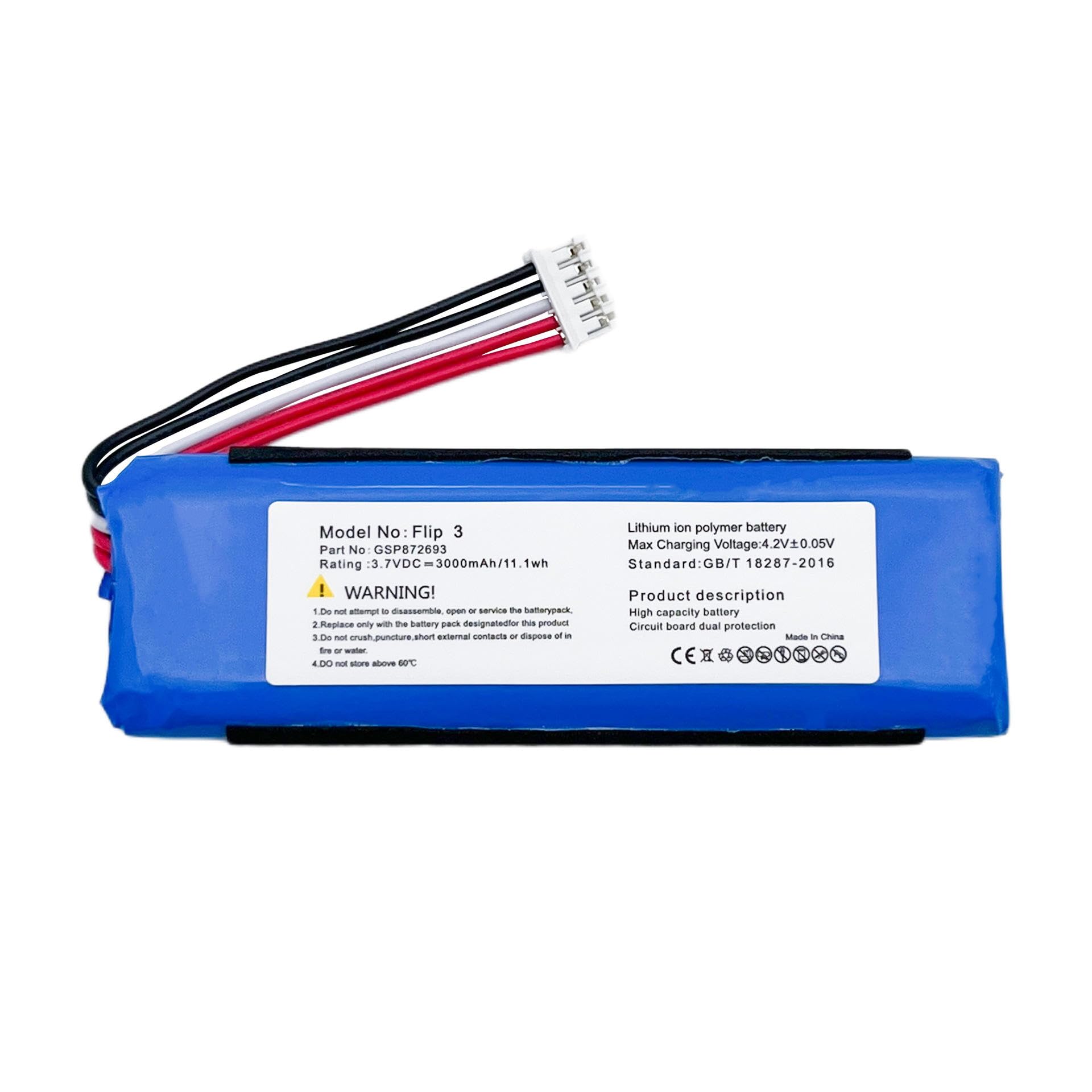 Replacement Battery for JBL Flip 3 Special Edition – GSP872693 3.7V 3000mAh Li-Ion Polymer Pack-image-18