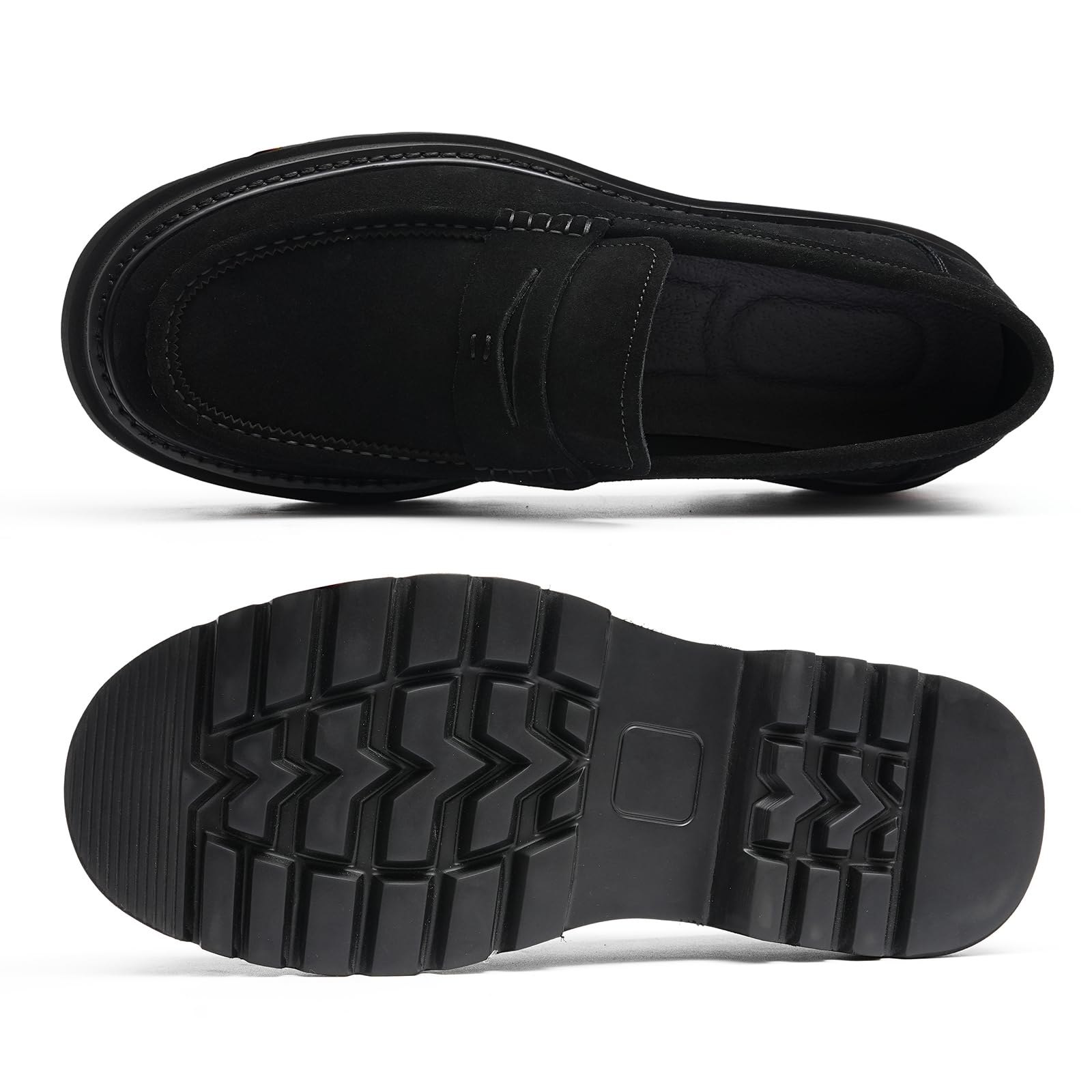 Generisch Herren Retro Bequeme Dicke Sohle Loafers Wildleder Freizeit Mokassins Slip On Schuhe