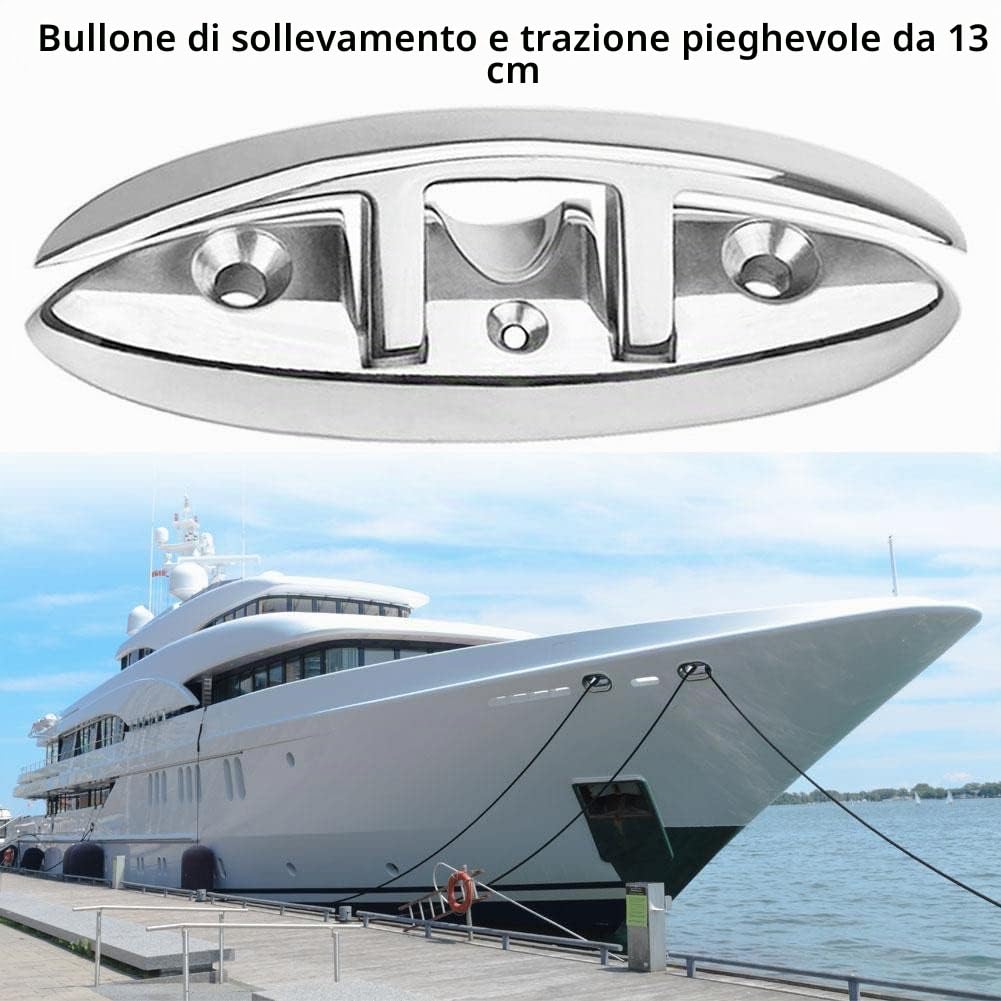 Bitte Pieghevoli in Acciaio Inox 316, 5 Pollici, per Pontili Marine, Ormeggio