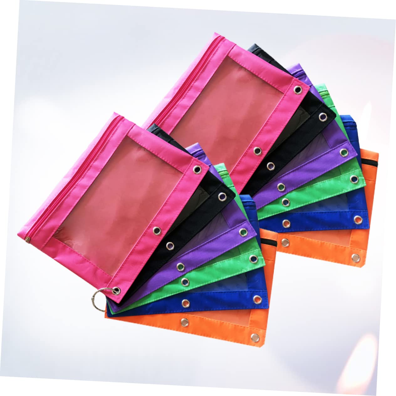 Tofficu 12piezas Bolsa Papelería Oficina Unidades Oxford Transparente Estuche Lápices Orificios De Aire Duradera Ligera para Graduación Cumpleaños Regreso Clases y Navidad