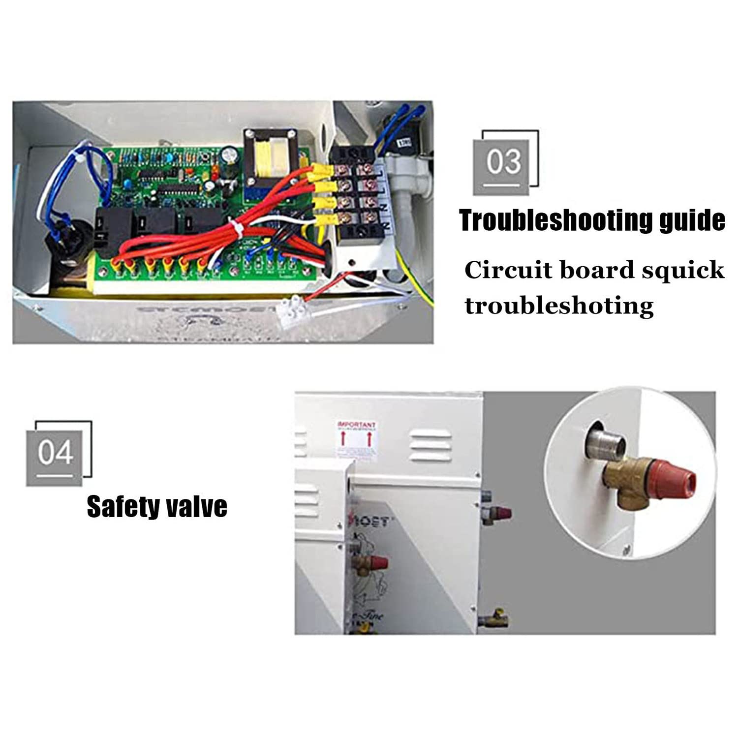 Qiang 3kw-21kw Generador De Vapor Sauna Baño Turco Ducha Dentro 20m³ con Controlador Digital Temperatura Ajustable 25-55℃,para Hogar Gimnasio Hotel,Fácil de Instalar,220V-9.0KW