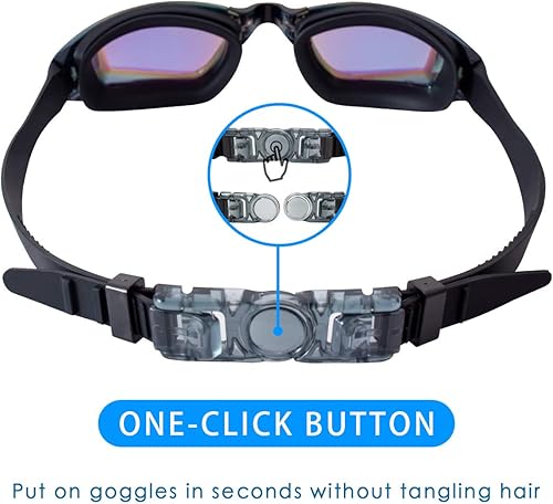 Miniatura 5 de Keary Paquete de 2 gafas de natación antivaho para adultos, jóvenes y niños mayores de 6 años, gafas de triatlón impermeables contra los rayos UV