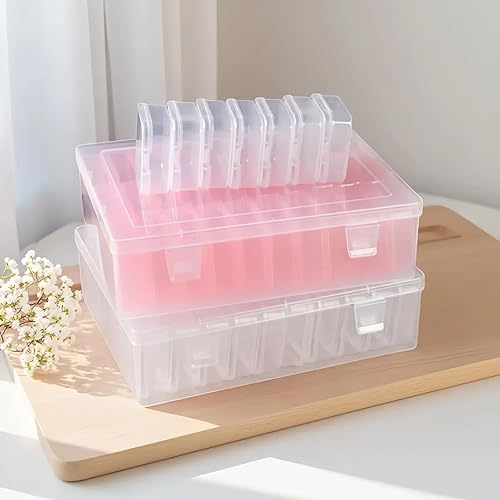 Miniatura 8 de Juego de cajas de almacenamiento de plástico transparente de 20 piezas, organizador de manualidades de tamaño mediano con tapas, contenedores de