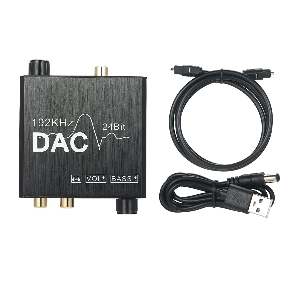 Dioche Convertisseur Audio Numérique vers Analogique 192 KHz 24 Bits DAC pour Entrée Optique et Coaxiale avec Adaptateur de Sortie 3,5 Mm