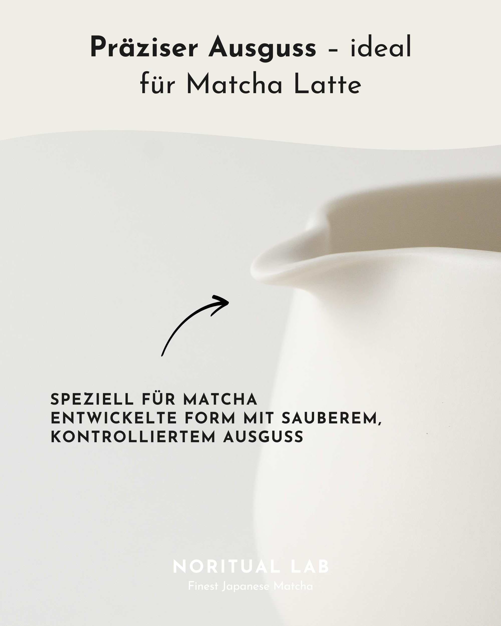 NORITUAL LAB Matcha Schale mit Ausgießer - Handgefertigte Teeschale aus Japan - Präziser Ausguss für Matcha Latte