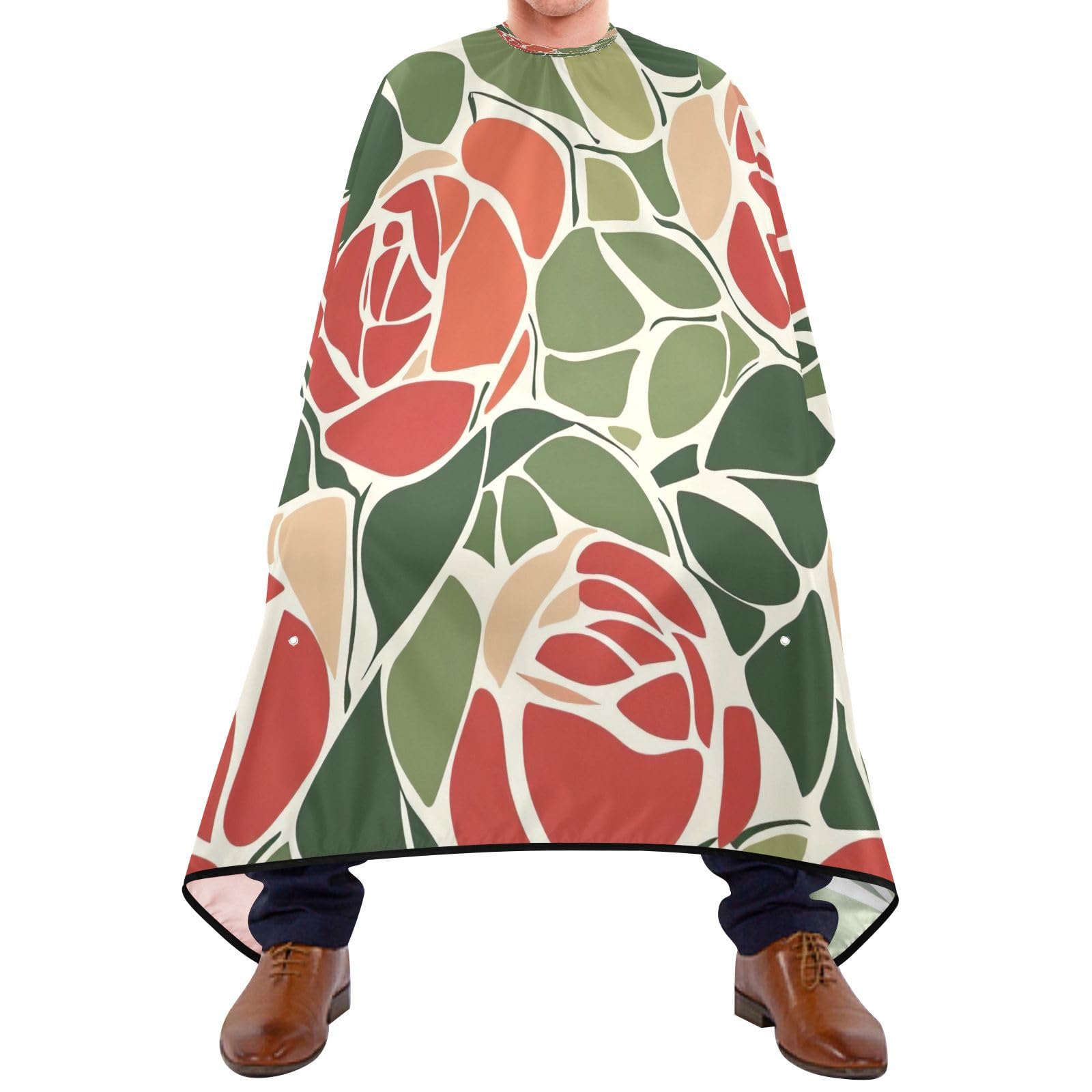 BOESI Doodle Rose Pattern Barber Shawl, Waterproof Haircut Shawl, Haircut Salon Apron, Shaving Bib, 55 x 65 inches