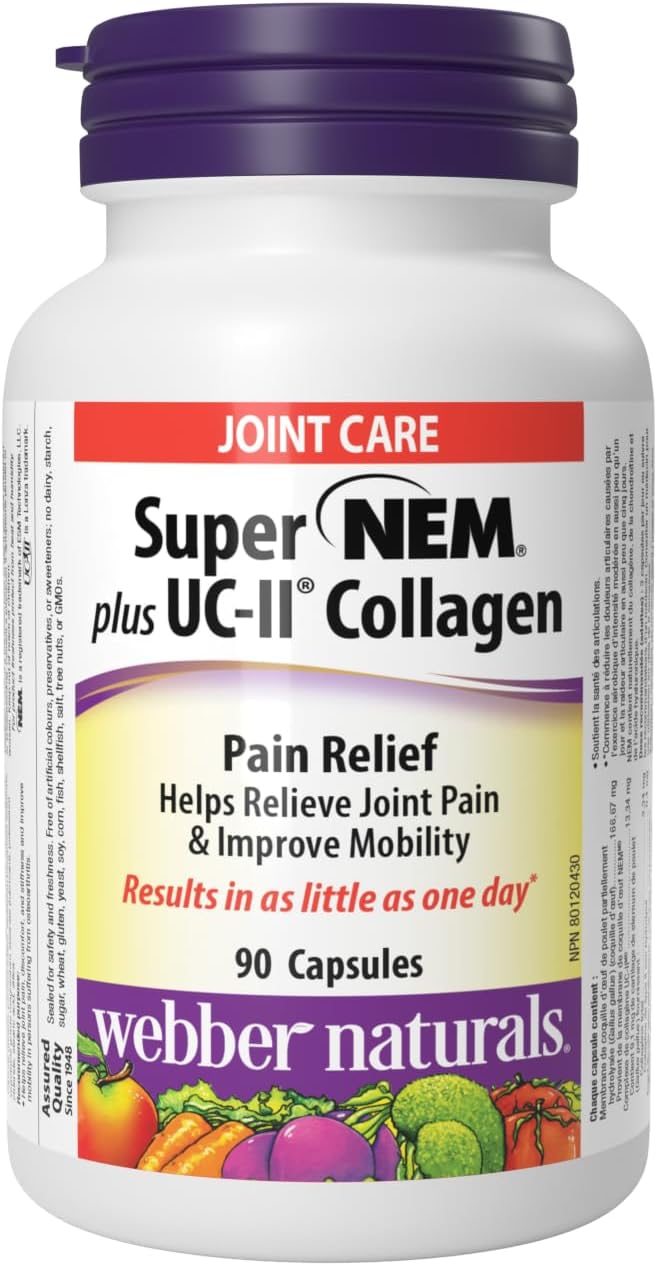 Webber Naturals Super NEM Plus UC-II Collagen, 90 Capsules, Eggshell Membrane to Help Relieve Joint Pain, Stiffness, and Mobility Webber Naturals Super NEM Plus UC-II Collagen, 90 Capsules, Eggshell Membrane to Help Relieve Joint Pain, Stiffness, and Mobility