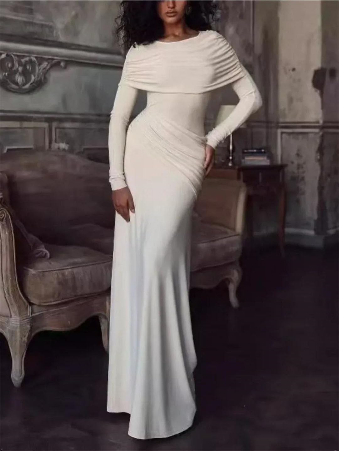 Women's Party Dress Solid Slim Fit Long Robe