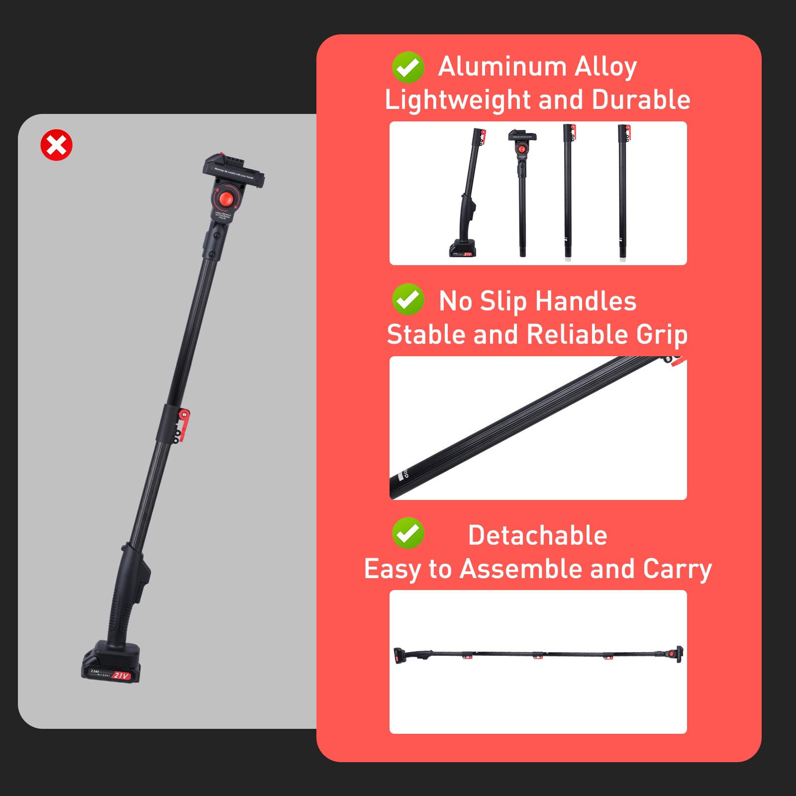 Asta Telescopica 2M per Forbici da Potatura: Potatura Elettriche Telescopica per Batterie Makita B serie 18V- （Prima di effettuare un ordine, verificare con il venditore il modello appropriato）