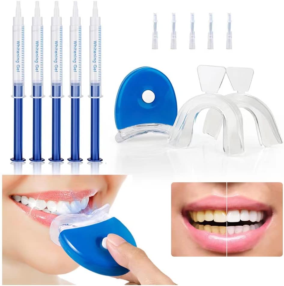 Teeth Whitening Kit 5×3ml Whitening Gel with Professional LED Light
