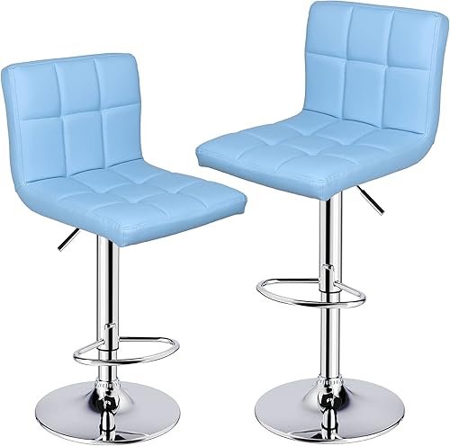 Miniatura 92 de Taburetes de bar de leopardo, moderno taburete giratorio ajustable de piel sintética con respaldo, juego de 2 (gris) Gris,Negro -,Caqui,Blanco,gris