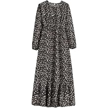 Muslim Dresses for Women, Long Sleeve Maxi Robe Islamic Kaftan Dubai Abaya Gown Moroccan Caftan Soft Round Neck Plus Size Traditional Clothing S-XL