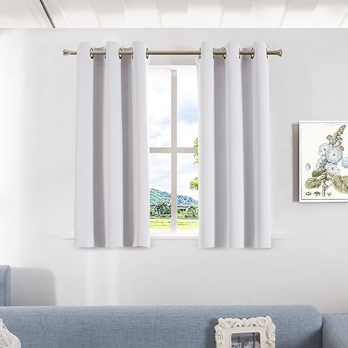 Miniatura 2 de Cortinas opacas Aquazolax con aislamiento térmico, ojales y color liso, 109 cm de ancho para el salón, 2 paneles