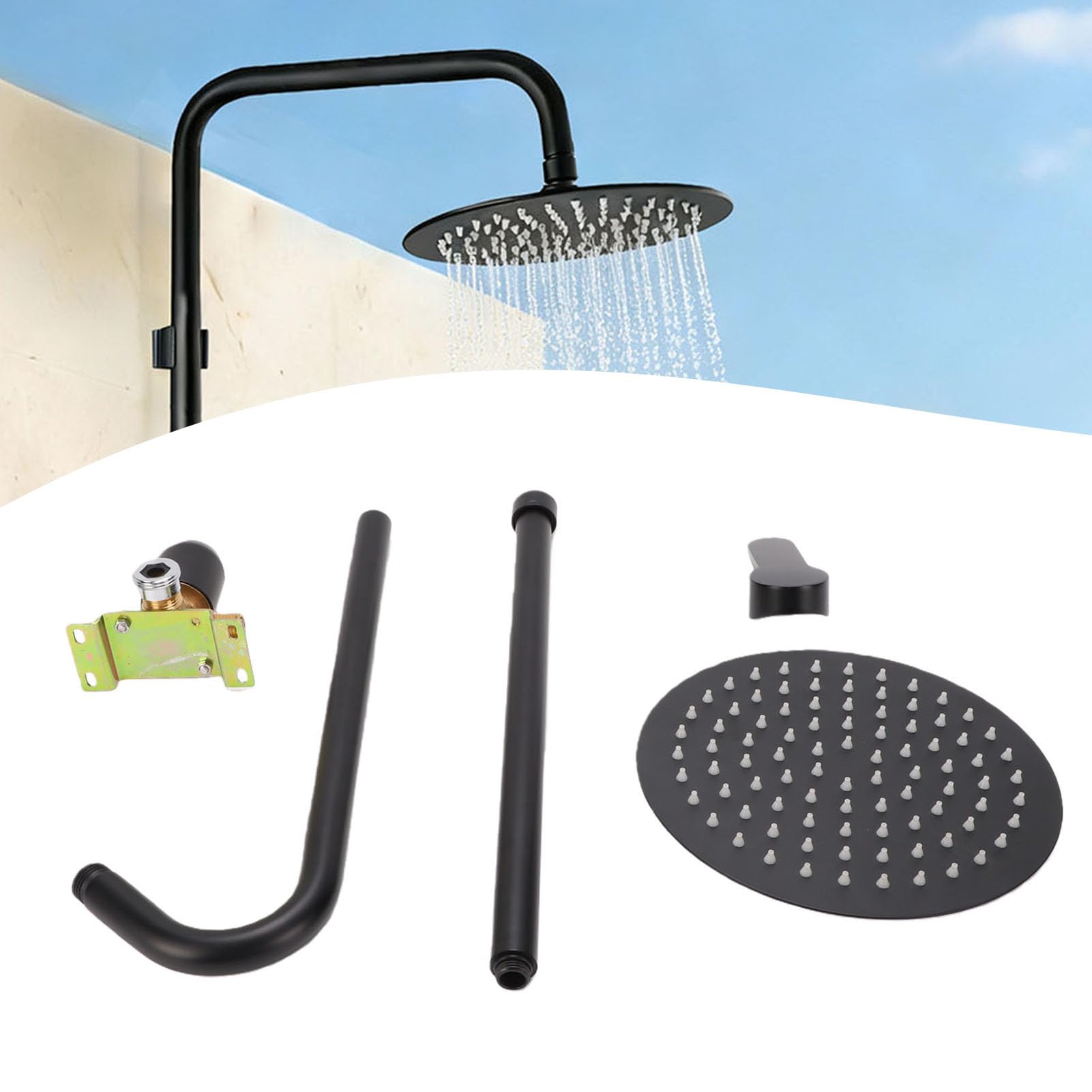 Ejoyous Kit de Ducha Exterior Fabricado en Acero Inoxidable 304 con Rociador Tipo Lluvia y Grifo para Piscina y Playa