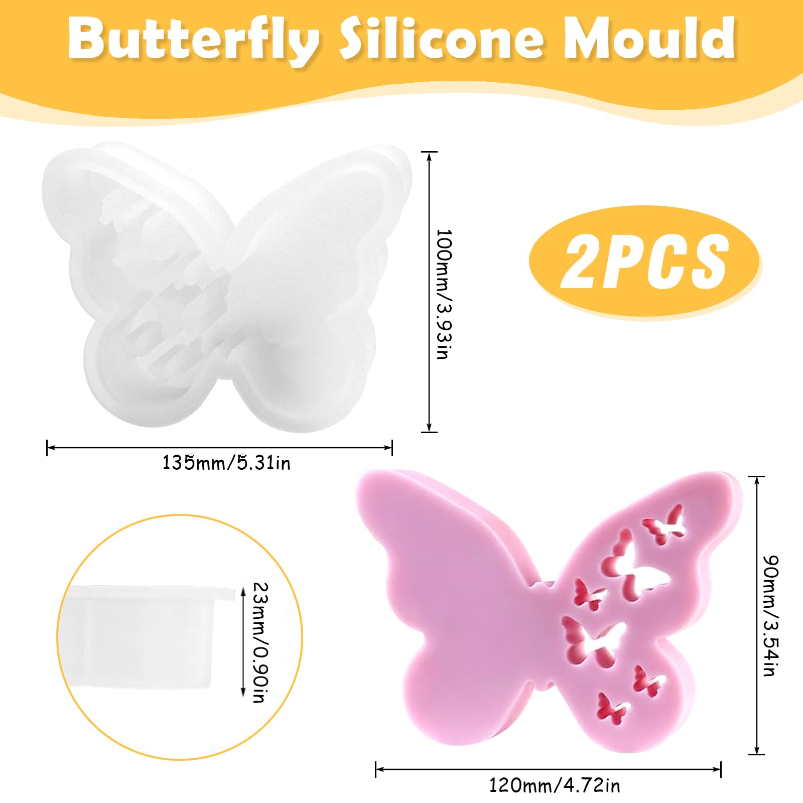 Stampi in silicone a forma di farfalla, 2 stampi in gesso a forma di farfalla, per versare stampi in silicone pasquale, per Pasqua, farfalle, stampi in silicone per la primavera (F-2pcs