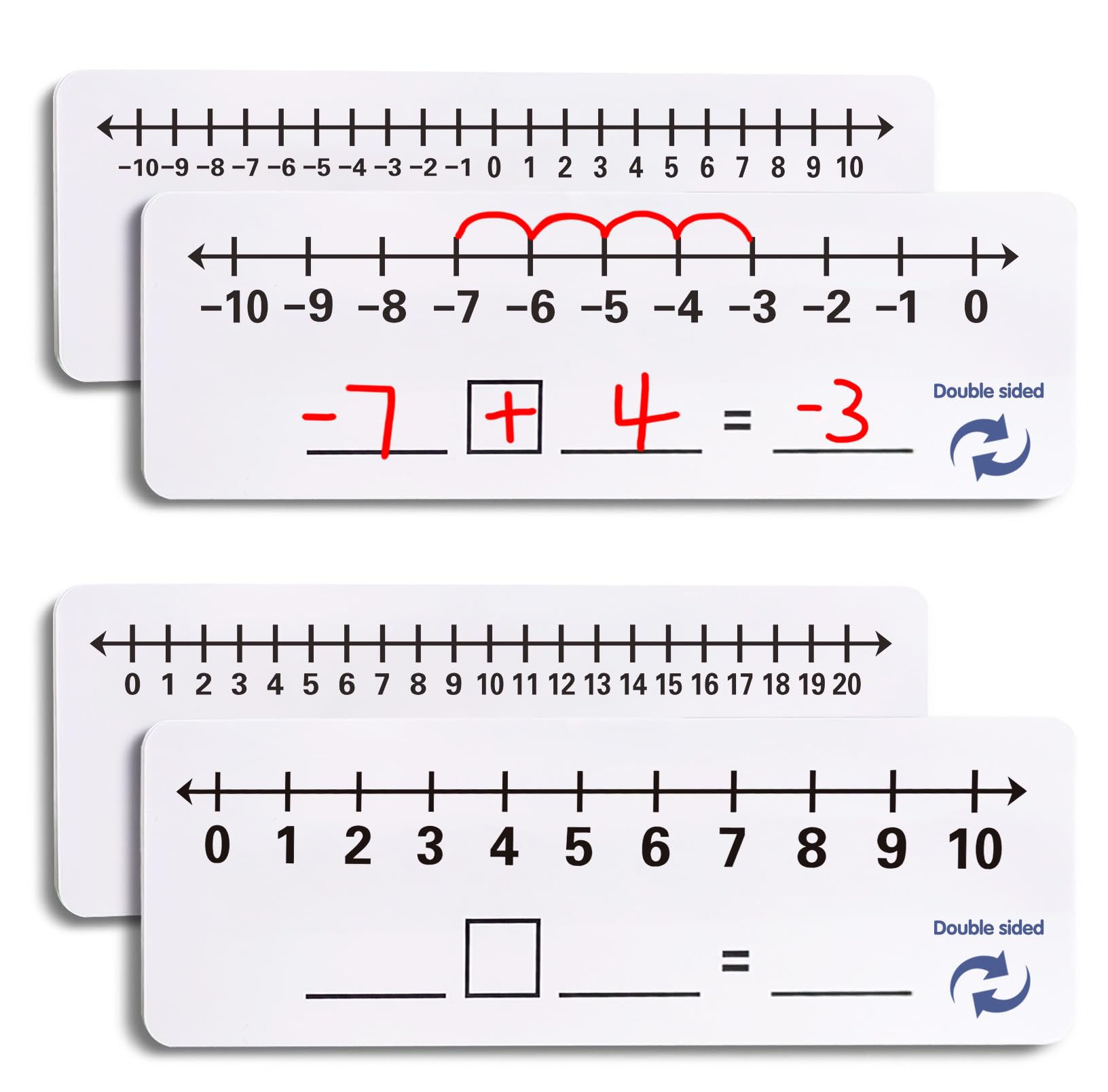 2 Pack -10 to10 Double Sided Dry Erase Number Line Board for Students，Teacher Supplies, Number Line for Classroom and Desk, Math Manipulatives for