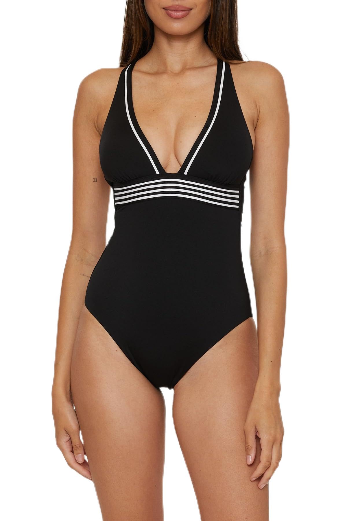 Trina Turk Women's Monaco One Piece Swimsuit, Plunge Neck, Bathing Suits