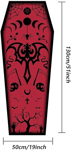 Miniatura 2 de Alfombra de ataúd de Halloween, alfombra de 51 x 19 pulgadas, decoración de Halloween para dormitorio, sala de estar, resistente a la suciedad,