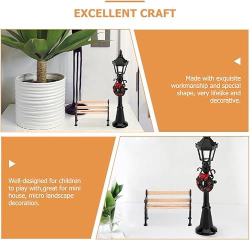 Miniatura 2 de 4 piezas Miniture House Furniture Mini Accesorios Casa de Muñecas Linterna Lámpara de Ratán Cabecero Full Mini Post Light 1/12 Escala Muebles