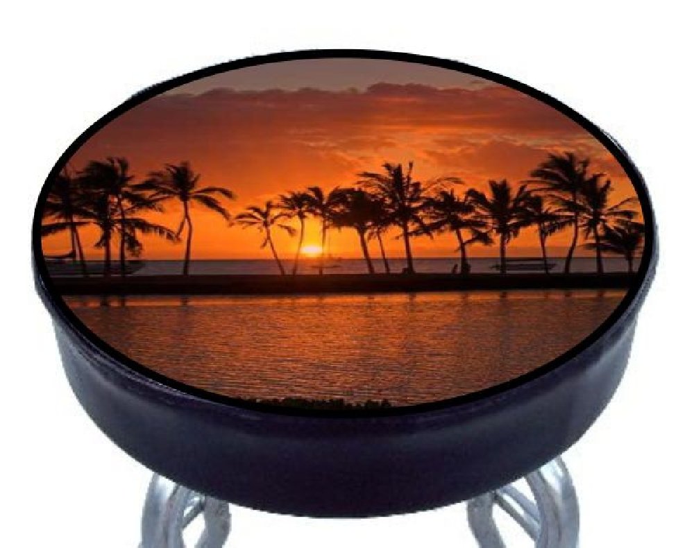 Custom Grafix Island Print #1 12"x 2" Backless Bar Stool Cover … … …