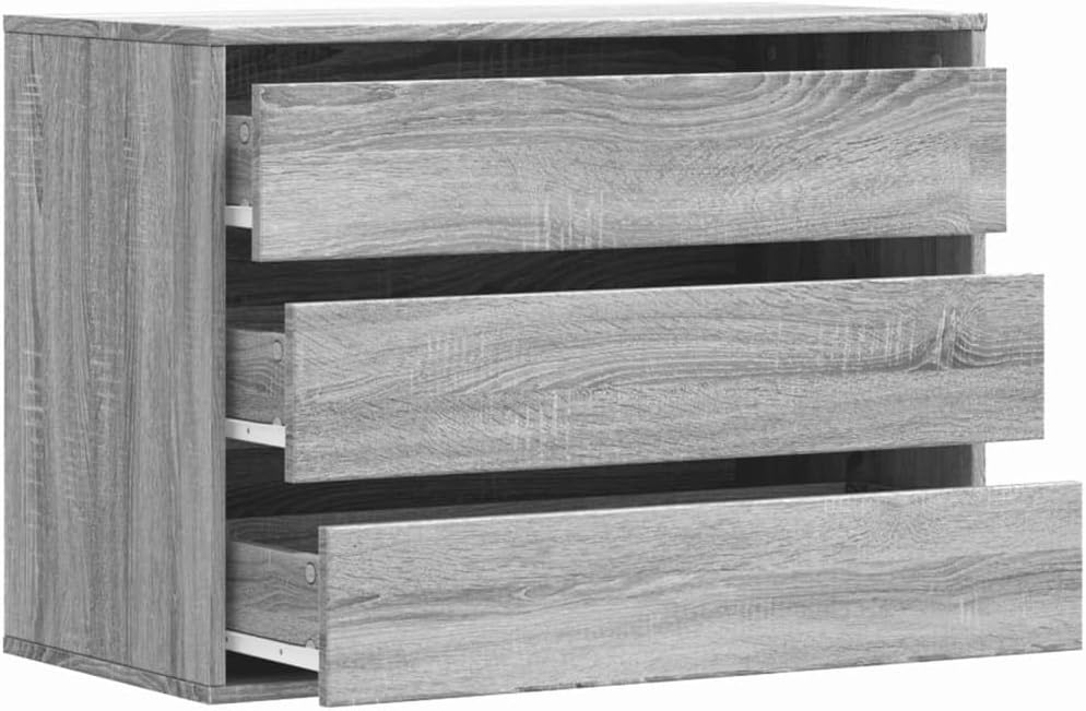 Générique Sonoma Угловой комод с 3 ящиками из инженерного дерева серый 80x41x58 см шкафчик для хранения с местом для декоративных предметов