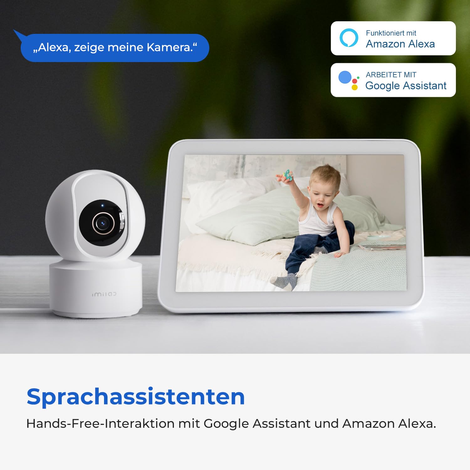 IMILAB C22 Cámara de Interior - 3K UHD WiFi 6 Cámara con 360° PTZ, fotocamera per neonati/animali domestici, visione notturna a colori, audio a 2 vie, rilevamento AI, archiviazione locale e cloud