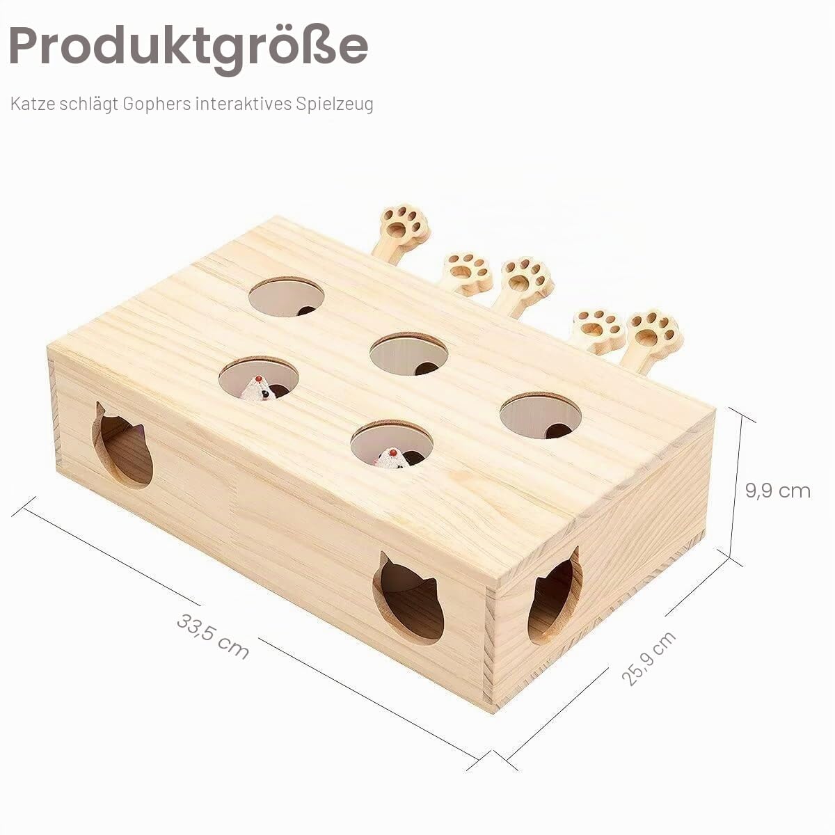 Katze Pop-Up Spielzeug, Katzenspielzeug interaktive Whack-a-Maulwurf Massivholz Spielzeug für drinnen Katzen Kätzchen fangen Mäuse Spiel.