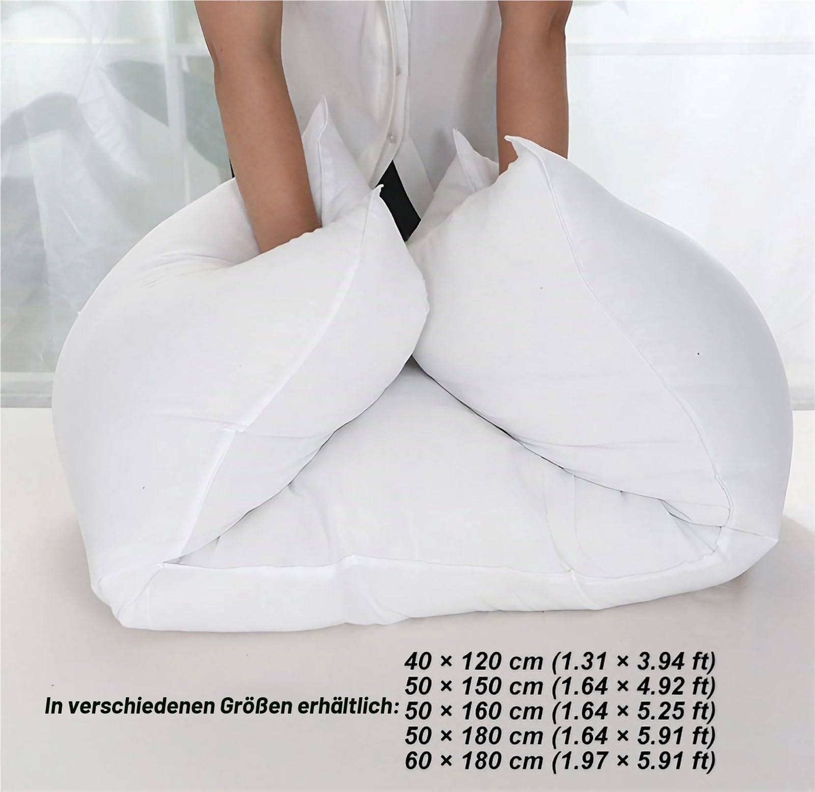 Langes Seitenschläferkissen – Körperkissen mit weicher Mikrofaserfüllung – Schwangerschafts- und Stillkissen für Seitenschläfer und Erwachsene(60 x 180 cm (1.97 x 5.91 ft))