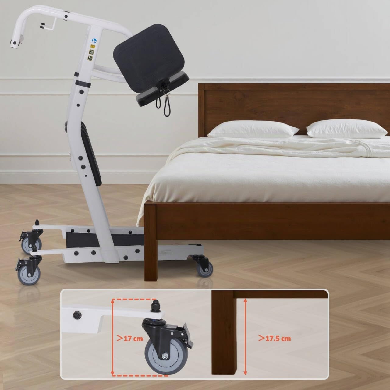 M MCombo Elevador de pacientes con correa de transferencia, ayuda para levantarse de la cama para personas mayores, cuidado y ayuda, 180 kg, silla de ruedas, STA447BK