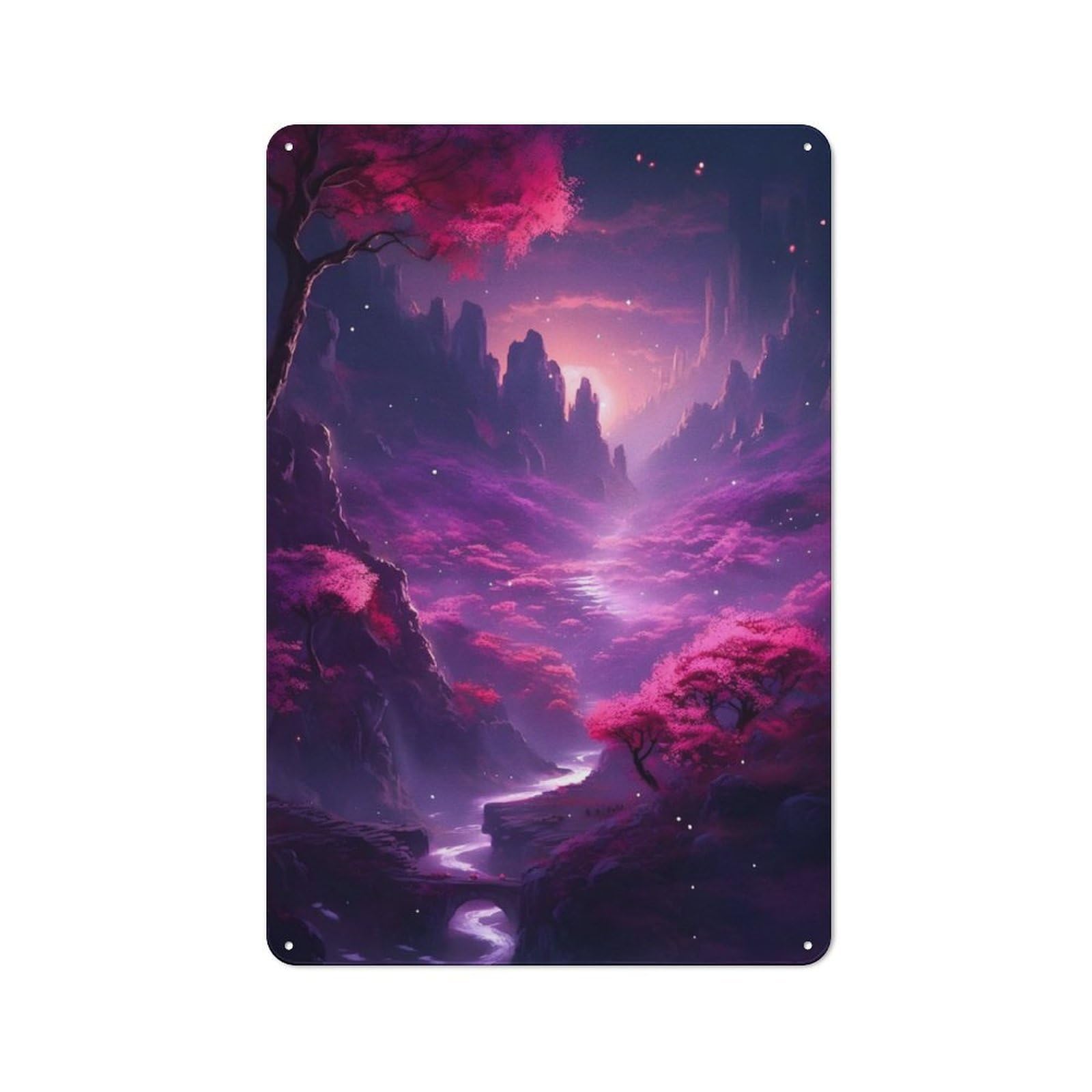 Junmoney Magenta Fantasy Nature Retro Tin Sign 30X20cm Featuring For Bar Or Restaurant, For Metal Sign Collectors, For Garage And Workshop Walls