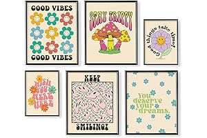 Retro Cute Poster - Groovy Mushroom Decoration: Stay Trippy, Good Vibes
