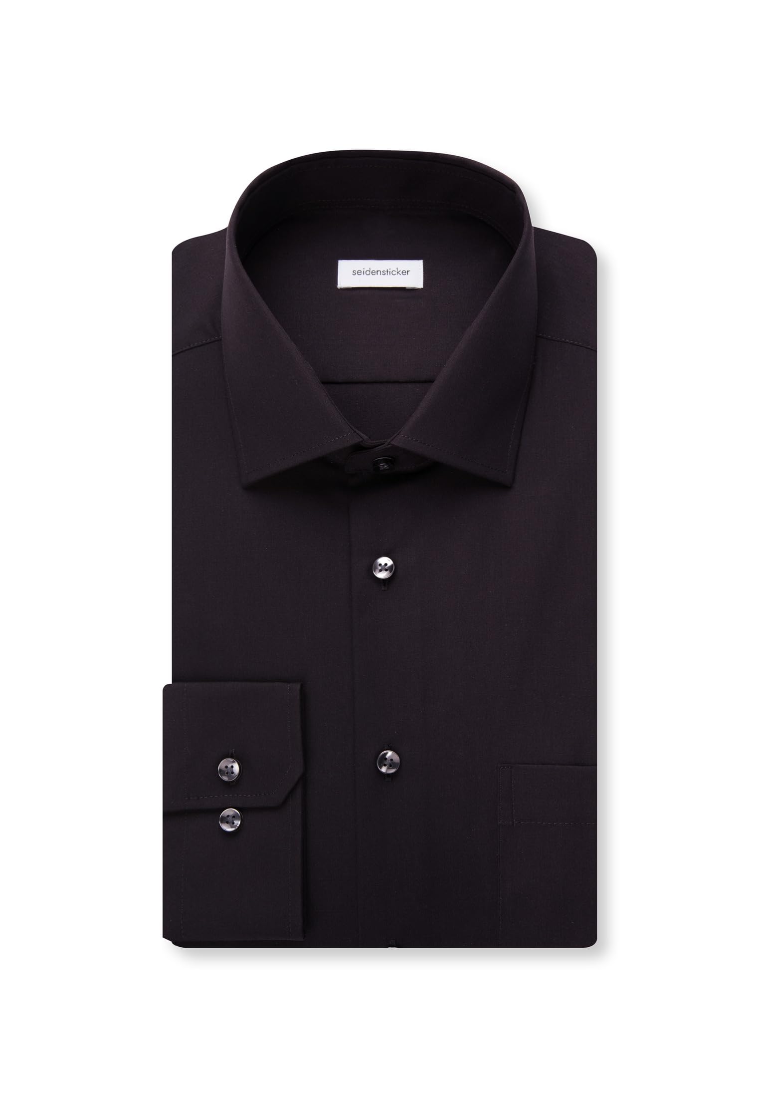 Seidensticker Herren Business Hemd Modern Fit - Bügelfreies Hemd mit geradem Schnitt, Kent-Kragen & Brusttasche - Langarm - 100% Baumwolle, Schwarz, 45 cm