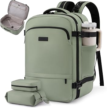 LOVEVOOK Carry On Travel Backpack For Women Flight Approved, 55L Personal Item Travel Bag Flight Approved, TSA Travel Bag Fit 18 Inch Laptop, Weekender Overnight Waterproof Daypack with 2 Cubes