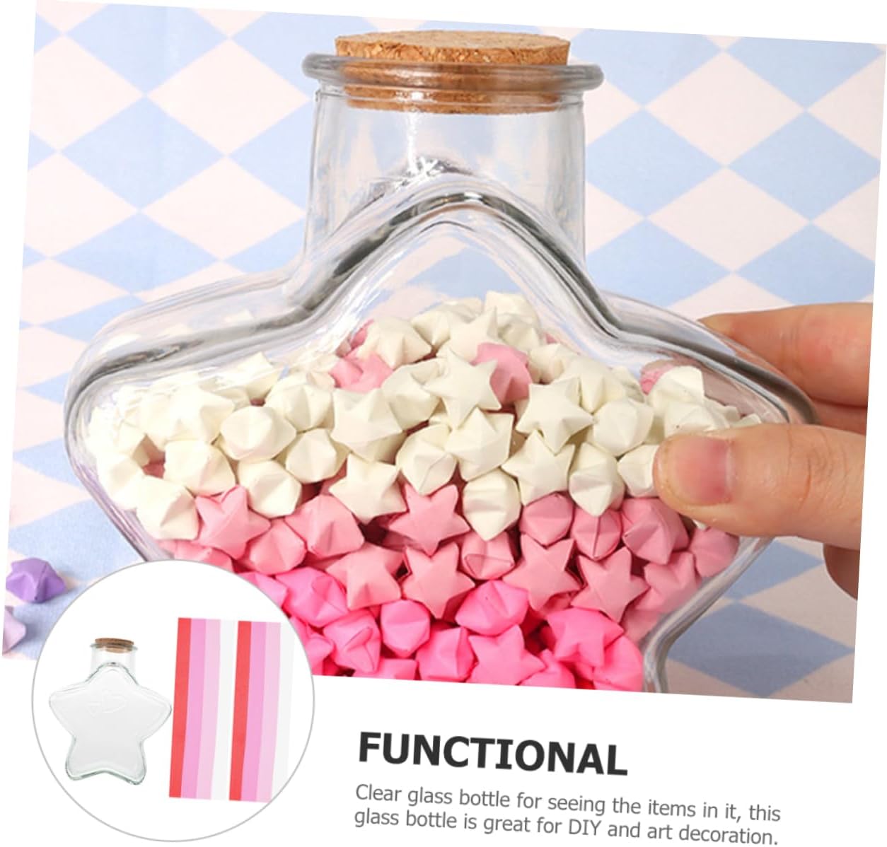 1set Origami Star Storage Bottle Multi-function Decorative Glass Bottles for Wishing and Crafting Gradient for and Room Decor