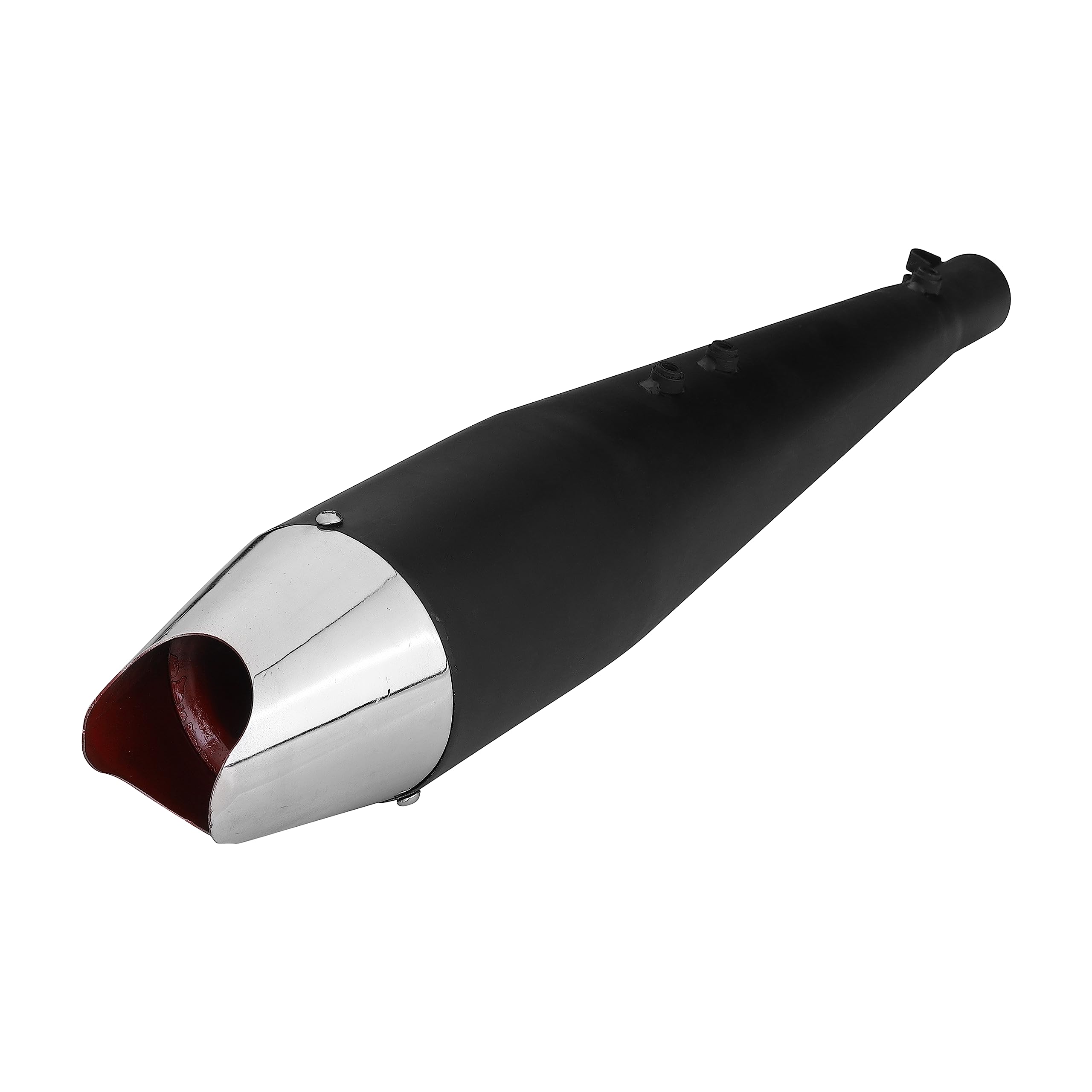 WORDZ Shark silencer Black Front Chrome Glasswool Exhaust for Bike Bullet Classic 350 Full Exhaust System-image-22