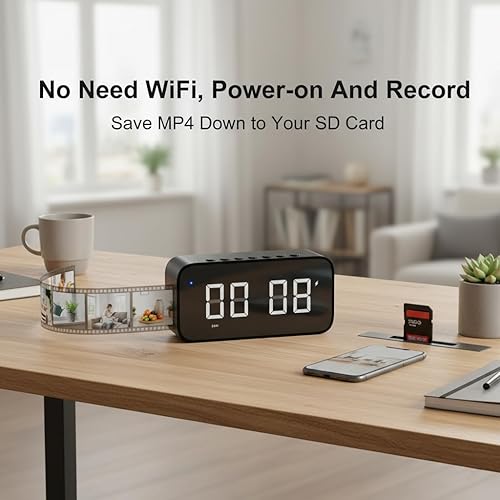 Miniatura 4 de Digital Clock Camera with 32GB SD Card, 4-in-1 Bluetooth Speaker, Clock, Alarm, Camera  4K UHD, WiFi 6, Remote Phone View  Local Recording, Cloud