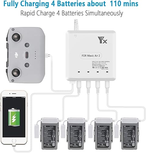Miniatura 5 de Taoke para Mavic Air 2  Air 2S Hub de carga de batería inteligente Cargador de batería múltiple